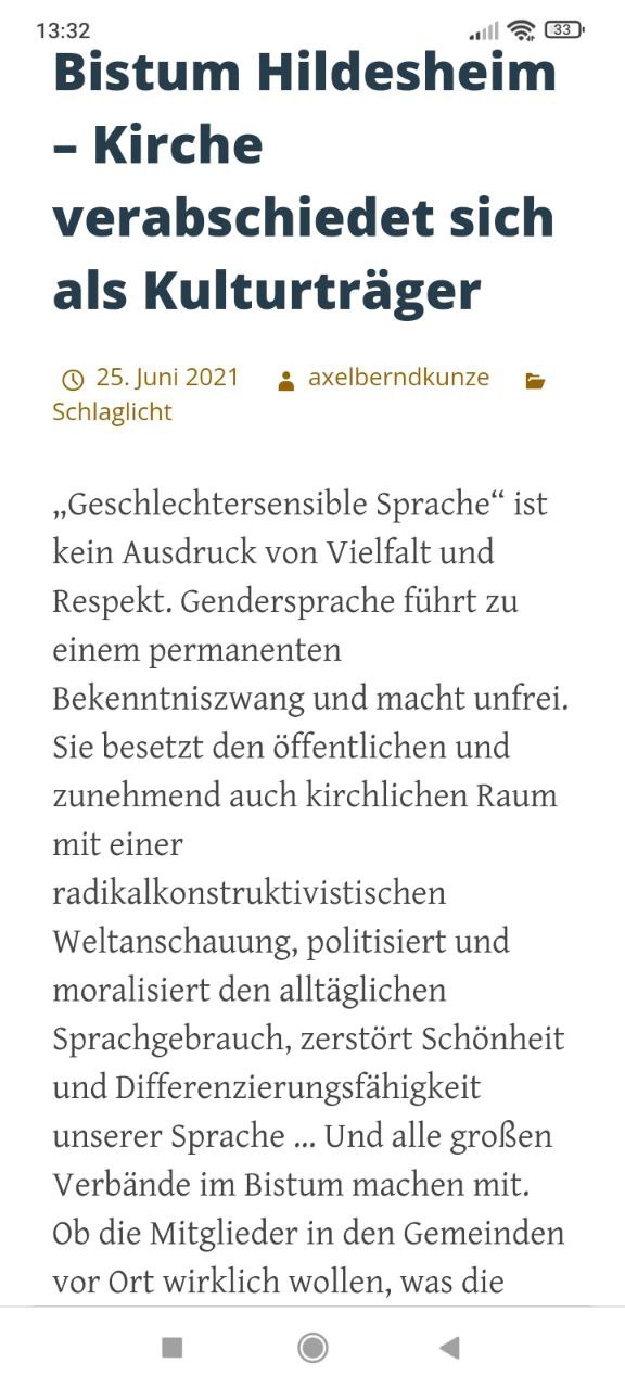 Schlaglicht Gendersprache im Bistum Hildesheim