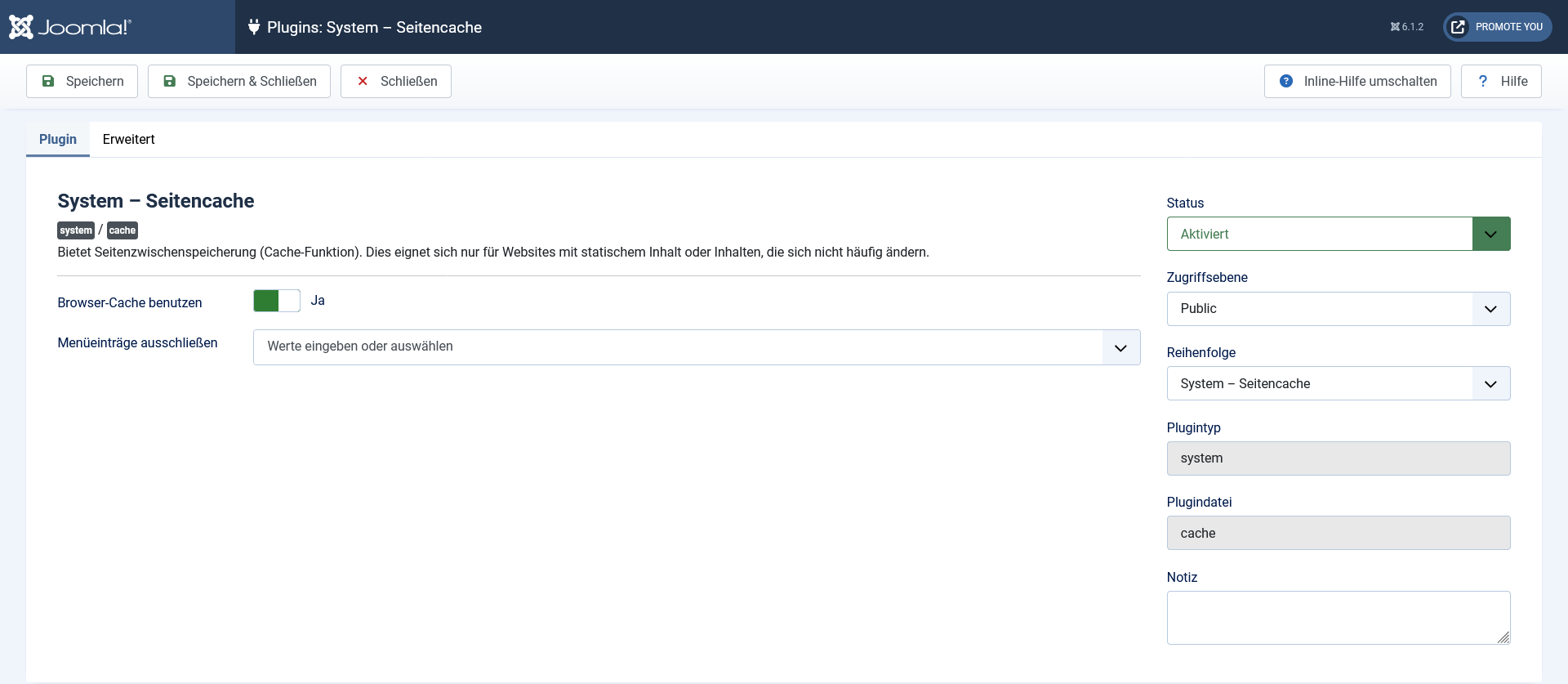 Joomla 6 - Cache: Funktions&uuml;bersicht